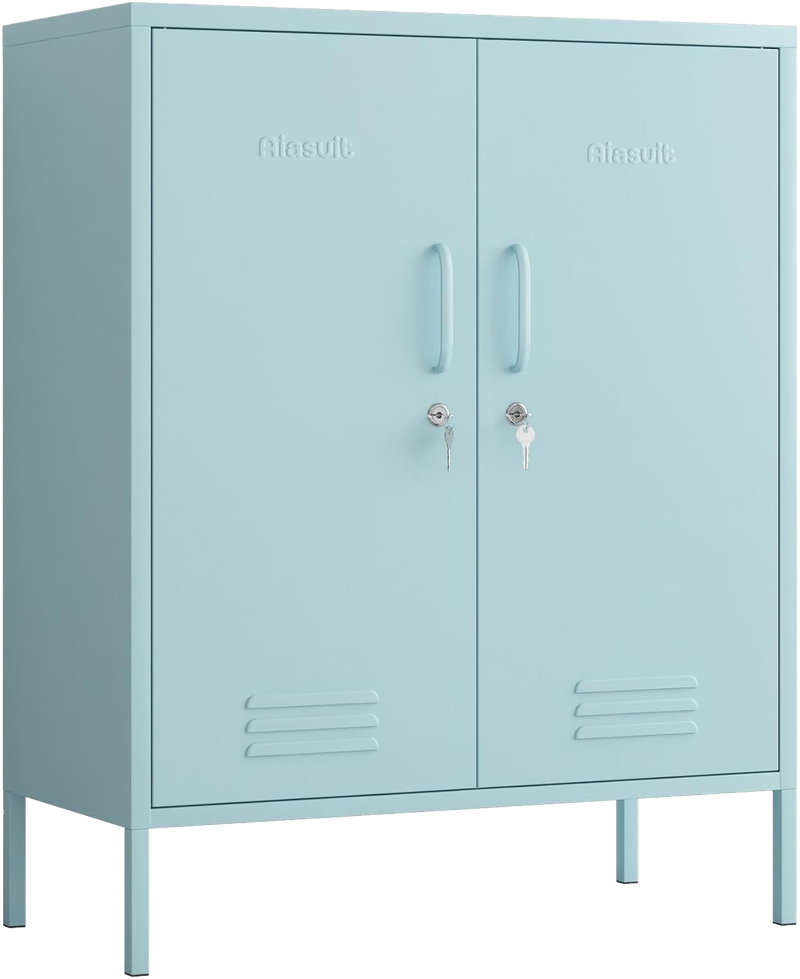 2 Door Lockable Metal Storage Cabinet - 3-Tier Heavy Duty
