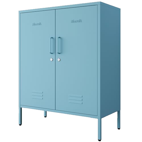 Aiasuit Blue 3 Tier Metal Storage Cabinet with Legs