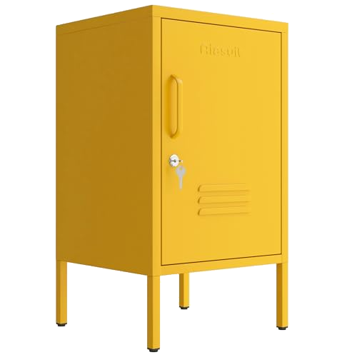 Aiasuit Single Door Lockable Metal End Table & Children's Bedside Table