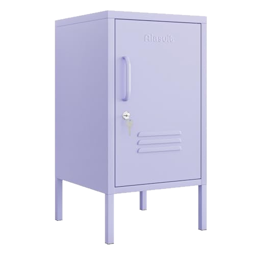Aiasuit Single Door Lockable Metal End Table with Storage Cabinet